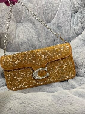 Mustard Crystal-Embellished Shoulder Bag